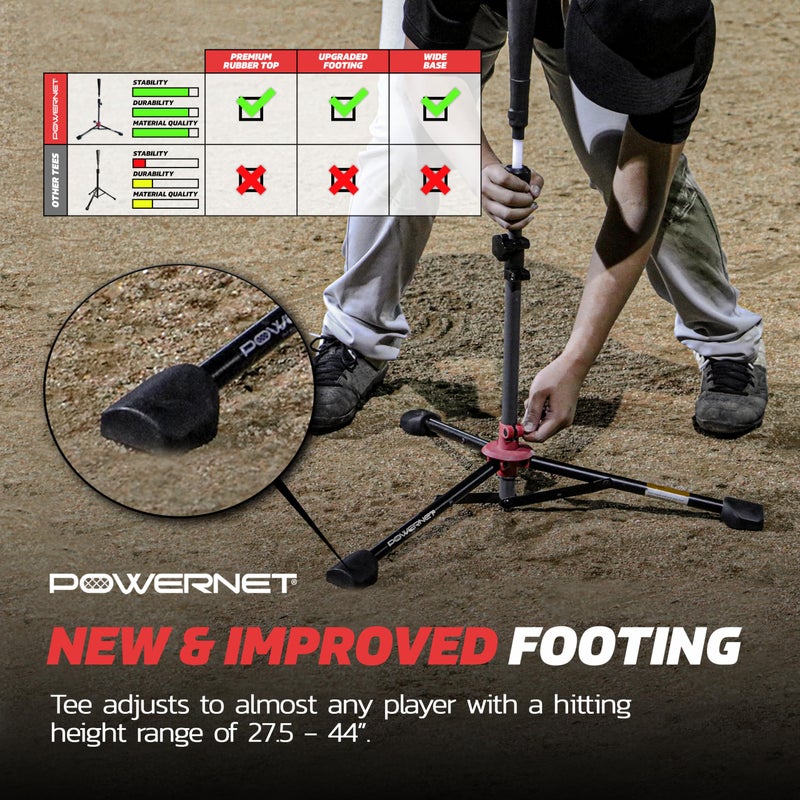 PowerNet Baseball & Softball Batting Tee, Adjustable Height Batting Tee 27.5" - 44", Portable Outdoor Baseball Training Equipment for Hitting Training (Deluxe) - Image 5